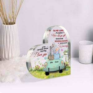 Never Stop Saying "I Love You" - Personalized Couple Plaque - Gift For Couple - Decorative Plaques - GoDuckee