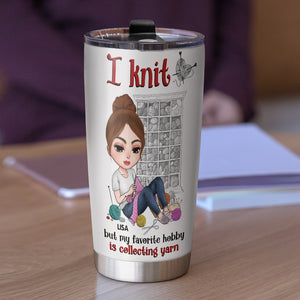 Knitting Knowledge, Knitting Girl - Personalized Tumbler Cup, Knitting Tumbler Cup - Funny Gift For Knitting Lovers - Tumbler Cup - GoDuckee