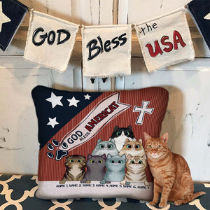 Personalized Cat Lover Pillow - God bless Americat - Independence Day - Custom Cat Breeding - Pillow - GoDuckee