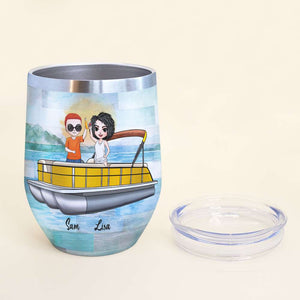 Personalized Pontoon Couple Wine Tumbler - The Only Marriage Counselor You'll Ever Need - Wine Tumbler - GoDuckee