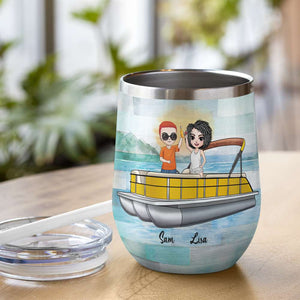 Personalized Pontoon Couple Wine Tumbler - The Only Marriage Counselor You'll Ever Need - Wine Tumbler - GoDuckee