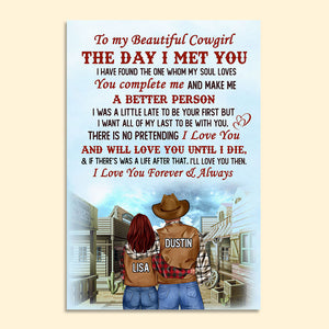 Personalized Cowboy Cowgirl Couple Poster - To My Beautiful Cowgirl - Poster & Canvas - GoDuckee
