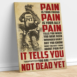 Vintage Motocross Poster - Custom Name, Number Rider - Pain Is Your Friend, Your Ally - Poster & Canvas - GoDuckee