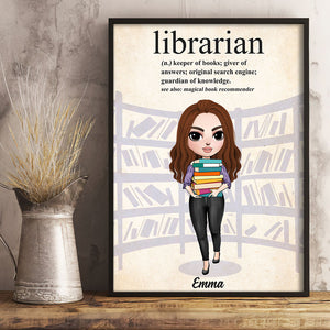 Personalized Library Girl With A Stack of Books Poster - Products Librarian Definition - Poster & Canvas - GoDuckee