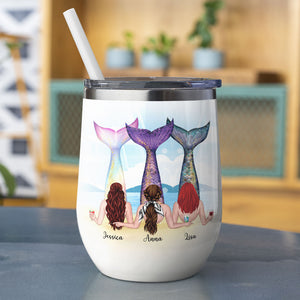 Personalized Mermaid Besties Wine Tumbler - Friends Are Like Seashells - Wine Tumbler - GoDuckee