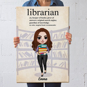 Personalized Library Girl With A Stack of Books Poster - Products Librarian Definition - Poster & Canvas - GoDuckee