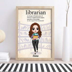 Personalized Library Girl With A Stack of Books Poster - Products Librarian Definition - Poster & Canvas - GoDuckee