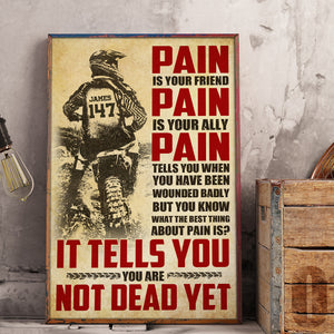 Vintage Motocross Poster - Custom Name, Number Rider - Pain Is Your Friend, Your Ally - Poster & Canvas - GoDuckee