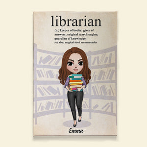 Personalized Library Girl With A Stack of Books Poster - Products Librarian Definition - Poster & Canvas - GoDuckee