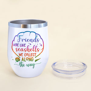Personalized Mermaid Besties Wine Tumbler - Friends Are Like Seashells - Wine Tumbler - GoDuckee