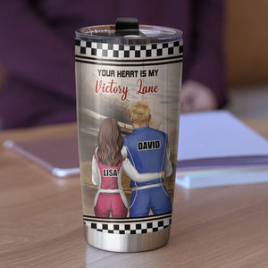 Dirt Track Racing - Personalized Couple Tumbler Cup - Your Heart Is My Victory Lane - Tumbler Cup - GoDuckee