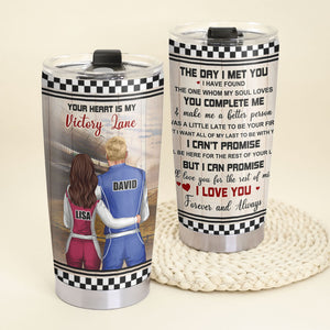 Dirt Track Racing - Personalized Couple Tumbler Cup - Your Heart Is My Victory Lane - Tumbler Cup - GoDuckee