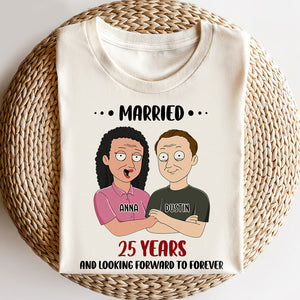 Married Couple Married Years And Looking Forward To Forever Personalized Shirt Gift For Couple - Shirts - GoDuckee