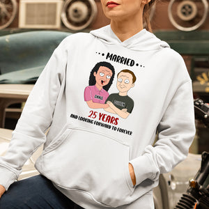 Married Couple Married Years And Looking Forward To Forever Personalized Shirt Gift For Couple - Shirts - GoDuckee