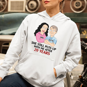 Personalized Married Couple - Custom Shirts - She Still Puts Up With Me After Years - For Husband - Shirts - GoDuckee