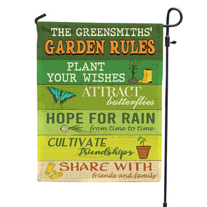 Personalized Gardening Gifts Flag Ideas For Garden with Garden Rules - Custom Flag - Flag - GoDuckee