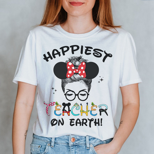 Personalized Gifts Shirt Ideas For Happiest Teacher On Earth Back To School - Custom Shirts - Shirts - GoDuckee