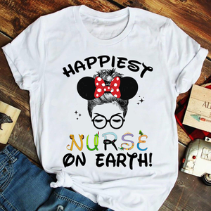 Personalized Custome Gifts Shirt Ideas For Nurse Happiest On Earth - Custom Shirts - Shirts - GoDuckee