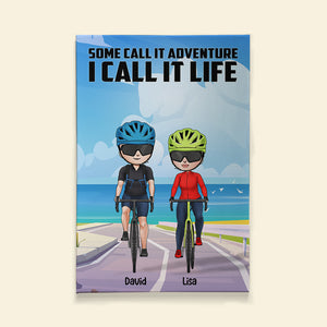 Personalized Cycling Couple Poster - Some Call It adventure I Call It Life - Beach View - Poster & Canvas - GoDuckee