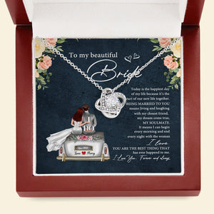 Couple To My Beautiful Bride - Personalized Love Knot Necklace - Jewelry - GoDuckee