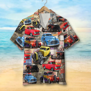 Custom Hot Rod Photo Hawaiian Shirt, Magazine Pattern - Hawaiian Shirts - GoDuckee