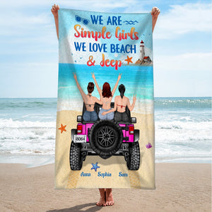 We Are Simple Girls We Love Beach Personalized Car Beach Towel Gift For Her - Beach Towel - GoDuckee