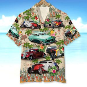 Custom Hot Rod Photo Hawaiian Shirt, American Map Pattern - Hawaiian Shirts - GoDuckee