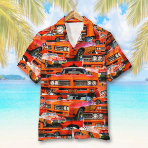 Custom Muscle Car Photo Hawaiian Shirt, Seamless Car Pattern, Summer Gift - Hawaiian Shirts - GoDuckee