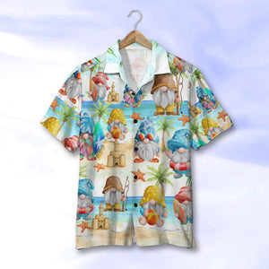 Personalized Gnome Hawaiian Shirt, Beach Pattern, Gift For Friends, Family - Hawaiian Shirts - GoDuckee