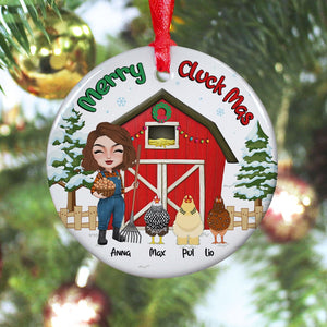 Merry Cluckmas Personalized Chicken Girl Ornament, Christmas Tree Decor - Ornament - GoDuckee