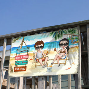Welcome To Beach House Personalized Couple Metal Sign Gift For Couple, Summer Gift - Metal Wall Art - GoDuckee
