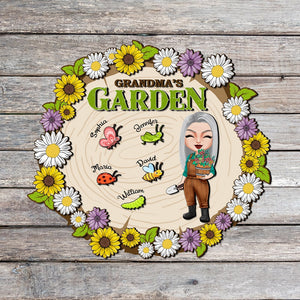 Grandma's Garden Personalized Gardening Wood Sign Gift For Gardening Lovers - Wood Sign - GoDuckee