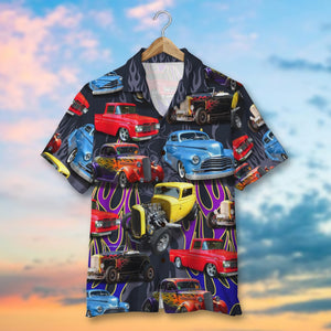 Custom Hot Rod Photo Hawaiian Shirt, Flame Pattern, Gift For Hot Rod Lovers - Hawaiian Shirts - GoDuckee