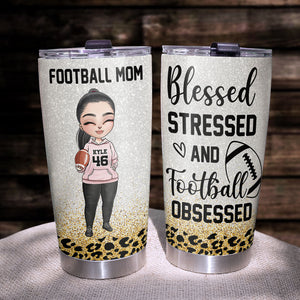 American Foot Ball - Personalized Tumbler Cup - Football Mom Blessed Stressed - Tumbler Cup - GoDuckee