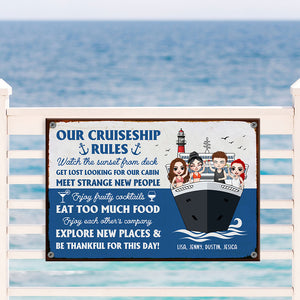 Personalized Cruising Friends Metal Sign - Our Cruiseship Rules - Metal Wall Art - GoDuckee