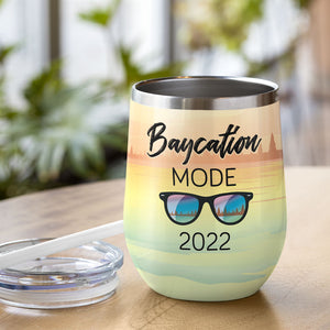 Personalized Pontoon Girl Wine Tumbler - Custom Name - Baycation Mode - Wine Tumbler - GoDuckee