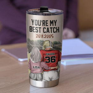 Personalized American Football Couple Tumbler Cup - You're My Best Catch - Tumbler Cup - GoDuckee