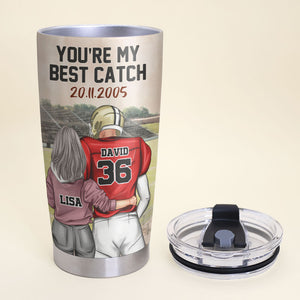 Personalized American Football Couple Tumbler Cup - You're My Best Catch - Tumbler Cup - GoDuckee