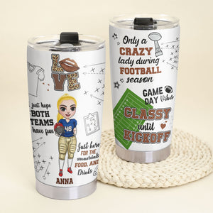 Personalized American Tumbler - Football Girl Only A Crazy Lady - Tumbler Cup - GoDuckee