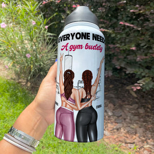Personalized Gym Besties Water Bottle - Everyone Needs A Gym Buddy - Water Bottles - GoDuckee