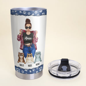 Personalized Cat Mom Tumbler Cup - I Can't Talk Right Now - Tumbler Cup - GoDuckee