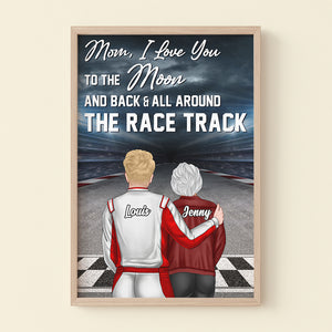 Personalized Dirt Track Racing Family Canvas Print - Mom I Love You To The Moon And Back - Gifts For Family Members - Poster & Canvas - GoDuckee