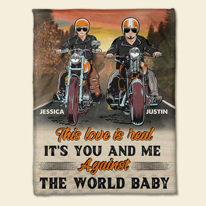 Personalized Biker Couple Blanket - This Love Is Real It's You And Me Against The World Baby - Marriage Chapter - Blanket - GoDuckee
