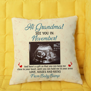 Custom Pregnant Photo Pillow - Hi Grandma - Pillow - GoDuckee