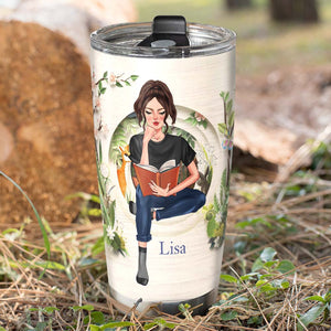 Reading Girl Travels To Her World In Books - Personalized Book Tumbler Gift For Book Lovers - Tumbler Cup - GoDuckee