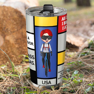 Personalized Cycling Girl Tumbler - It Never Gets Easier You Just Go Faster - Tumbler Cup - GoDuckee