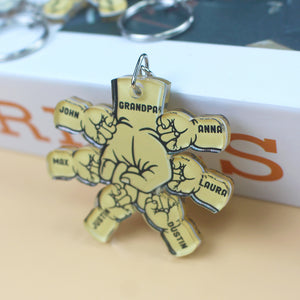 Dad and Kids Fist Bump, Personalized Keychain, Father's Day Gifts for Dads - Keychains - GoDuckee