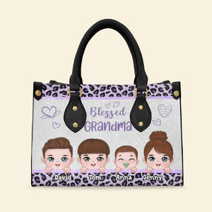 Personalized Grandma Leather Bag, Gift For Family - Leather Bag - GoDuckee