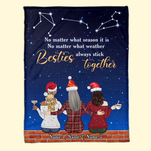 Personalized Christmas Zodiac Sister Blanket - No Matter What Season It Is Besties Always Stick Together - Blanket - GoDuckee