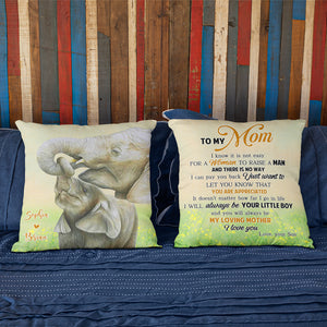 Elephant Mother's Day Gift, To My Mom Personalized Square Pillow - Pillow - GoDuckee
